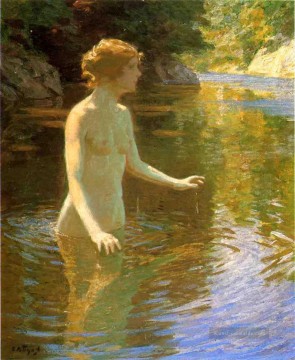 Enchanted Pool Impressionist Nacktheit John Henry Twachtman Ölgemälde